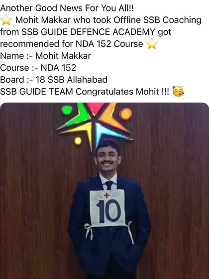 Another one of our champions, Mohit Makkar, who took offline SSB coaching from us, got recommended for the NDA 152 Course from 18 SSB Allahabad. We congratulate him on his success.