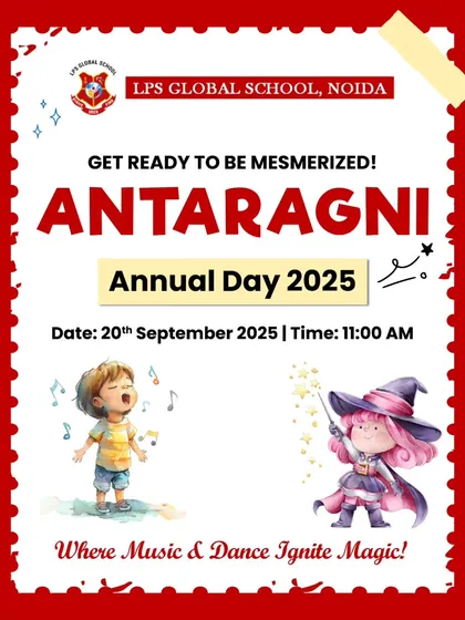 This invitation to 'Antaragni 2025' captures the magical theme of the event, "Where Music & Dance Ignite Magic!" We aim to create an enchanting experience for the audience through spellbinding performances by our young stars.