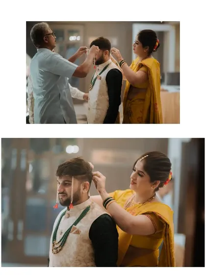 Family members participating in the groom's preparation, a heartwarming tradition. I focus on these intergenerational connections that make weddings so special.