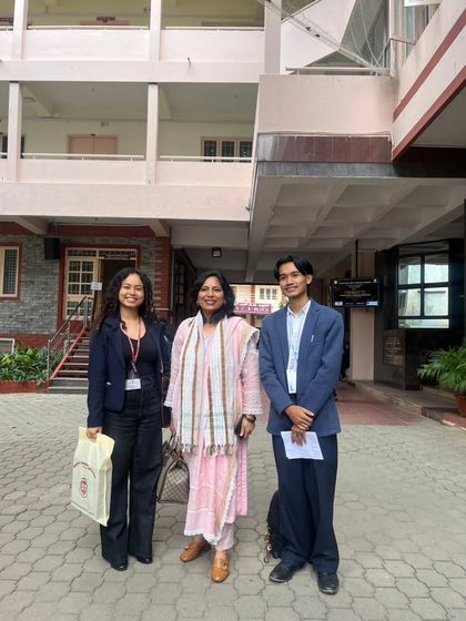 With the student organizers who welcomed me to Mount Carmel College, Bengaluru. Their professionalism and enthusiasm were commendable.