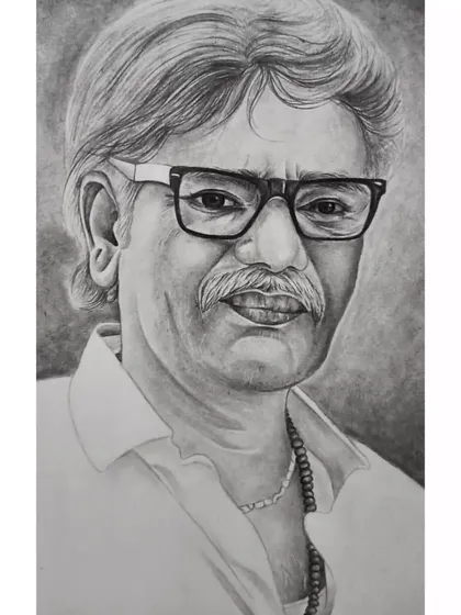 A slightly different angle of the same finished portrait, emphasizing the shading and realism achieved with graphite.