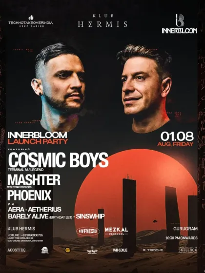 The launch party for Innerbloom at Klub Hermis was unreal. This poster shows the massive lineup, headlined by the incredible Cosmic Boys, who I was honored to share the stage with.