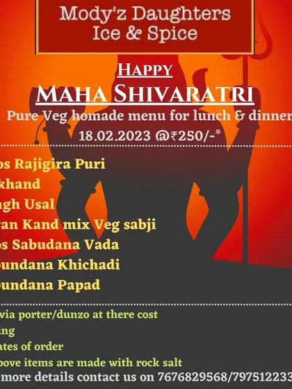 Our complete homemade farali menu for Maha Shivaratri, designed for your fasting needs. This thali includes Rajgira Puri, Sabudana Vada, Singh Usal, and Srikhand, all prepared with rock salt as per tradition.