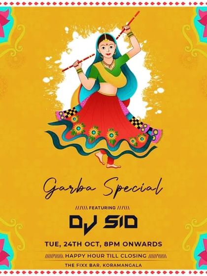 A flyer for a Garba Special night. I can curate the perfect playlist for traditional dance events.