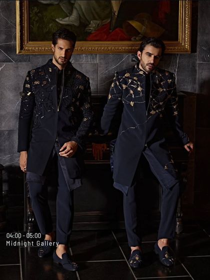 The night doesn’t begin until he enters. This bold black jacket with a golden spark is for the man who makes silence feel like a statement.