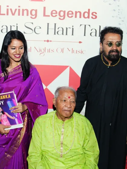 It was an absolute honor to share the stage with living legends Padma Shri Hariharan Ji and Padma Vibhushan Pt. Hariprasad Chaurasia ji. Hosting such prestigious cultural events requires a certain grace and respect, which I bring to every formal occasion.