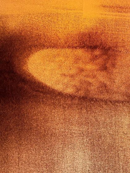 A duplicate image from the 'Sand Sangam' series. The crescent shape and surrounding textures create a feeling of a landscape or a celestial body.