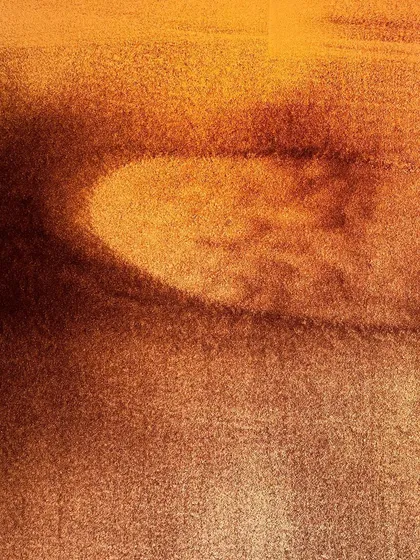 A duplicate image from the 'Sand Sangam' series. The crescent shape and surrounding textures create a feeling of a landscape or a celestial body.