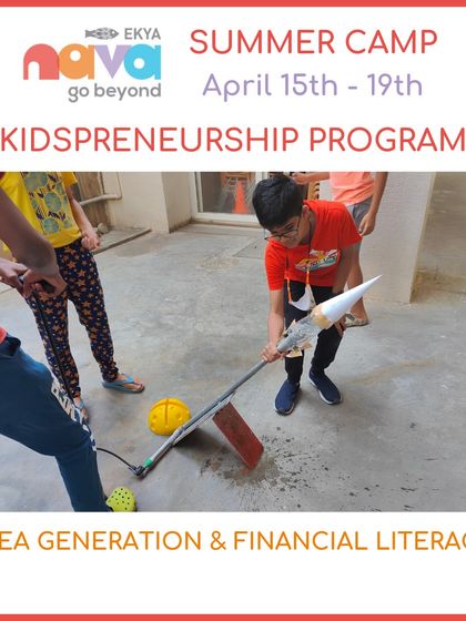 My Kidspreneurship Program focuses on idea generation and financial literacy. Here, a student is seen testing a rocket prototype, learning about innovation and practical application in a fun, hands-on manner.