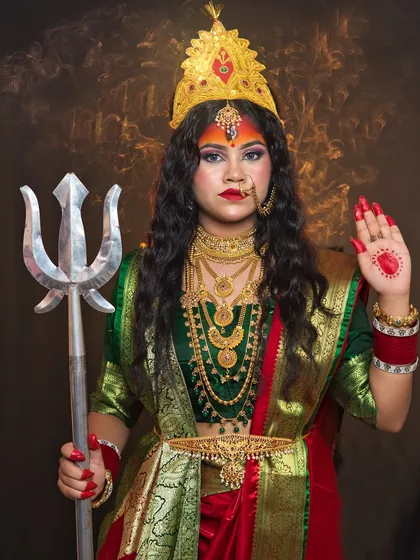A depiction of Maa Mahagauri, known for her purity and peace, created by a student for the Navratri series.