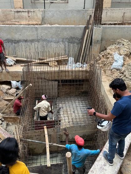 My team overseeing the foundation work. I am personally involved on-site to ensure that every structural detail, like this sump construction, is executed to the highest standard.