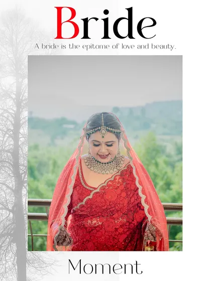 A serene bridal portrait with an artistic overlay, capturing a quiet moment of reflection for the bride.