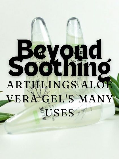 Our Aloe Vera Gel is for more than just soothing sunburns. This image hints at the many uses of our versatile gel, which can be a staple in your face, body, and hair care routines.