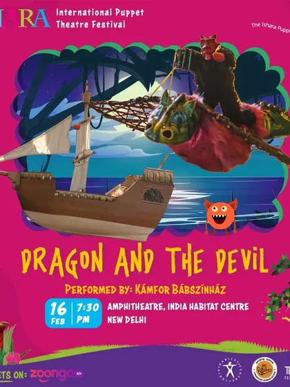 The fantastical poster for 'Dragon and the Devil' from Hungary. The artwork is filled with magical creatures and adventure, perfectly representing this enchanting show based on Hungarian folktales.
