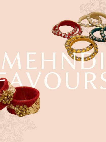 This image shows a collection of my Mehendi favours, including decorative bangles and napkin holders. I can help you curate the perfect selection for your guests.