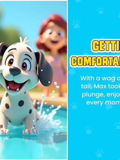 With a wag of his tail, Max took the plunge. Our gentle approach helps dogs get comfortable and start enjoying every moment in the water.