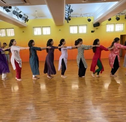 Another glimpse of our dancers in rehearsal for a Krishna Leela performance. The joy and dedication they bring to the studio are what make our productions so special and moving for the audience.