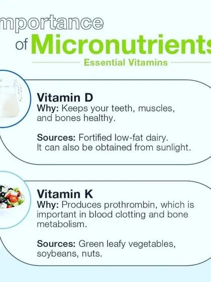 Details on the benefits of Vitamin D and Vitamin K for bone and overall health.