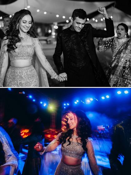 The couple on the dance floor during their reception. I use creative techniques like motion blur to capture the energy and movement of the party.
