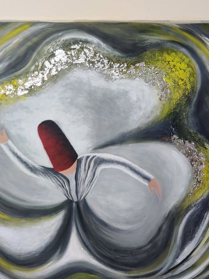 Looking for a one of a kind painting? This whirling dervish piece captures a moment of spiritual ecstasy and is just one example of the diverse themes I can explore for your custom artwork.