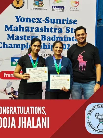 Celebrating Pooja Jhalani's double silver win in the 40+ category at the Yonex Sunrise Maharashtra State Masters Badminton Championships. Her consistency is an inspiration.