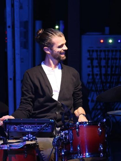 Our drummer for the 'Jugalbandi' concert, completely in his element. The rhythmic foundation he laid was the perfect canvas for our cross-cultural musical exploration.