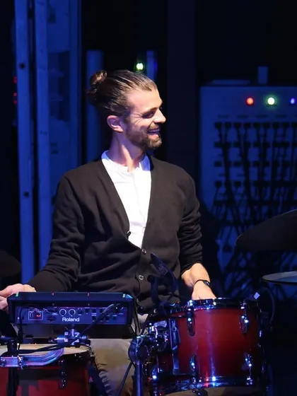 Our drummer for the 'Jugalbandi' concert, completely in his element. The rhythmic foundation he laid was the perfect canvas for our cross-cultural musical exploration.