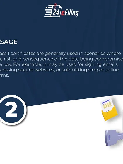 Class 1 certificates are ideal for situations with low risk of data compromise. Common uses include signing emails, accessing secure websites, and submitting simple online forms where basic authentication is sufficient.