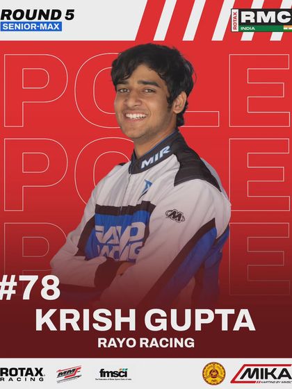 Krish Gupta takes pole for the first time in the 2024 championship in the Senior Max class.