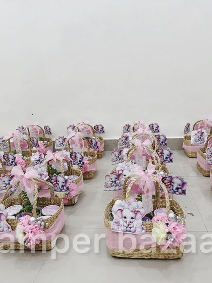 An army of adorable elephant hampers ready for delivery. We love seeing a big order come together like this.