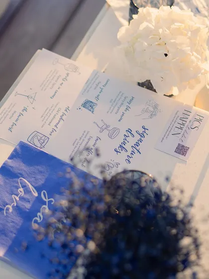 The custom-designed stationery for the welcome dinner, including a "Signature Drinks" menu, added a personal and cohesive touch.