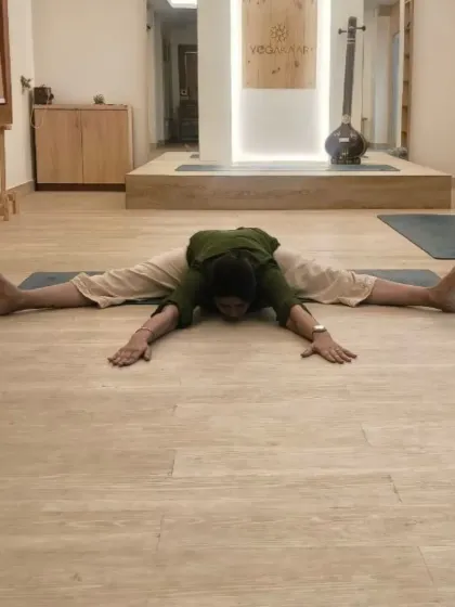 On a trip to Cuttack, I discovered this beautiful wellness space, Aahar by Yogakaar. It's a vegetarian restaurant with a serene yoga studio. I couldn't resist a quick practice in this peaceful sanctuary.