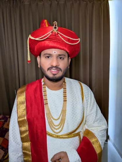The complete Peshwai look. My grooming service ensures the groom's face is flawless, allowing the traditional attire and jewelry to shine.
