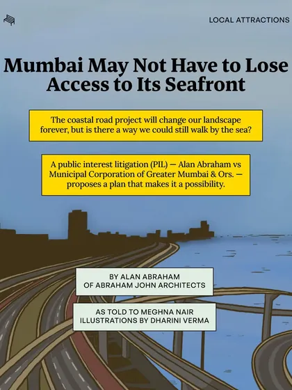 The cover of a comic strip explaining our public interest litigation for the Coastal Road project. We believe in using accessible formats like comics to communicate complex urban planning ideas to a wider audience.