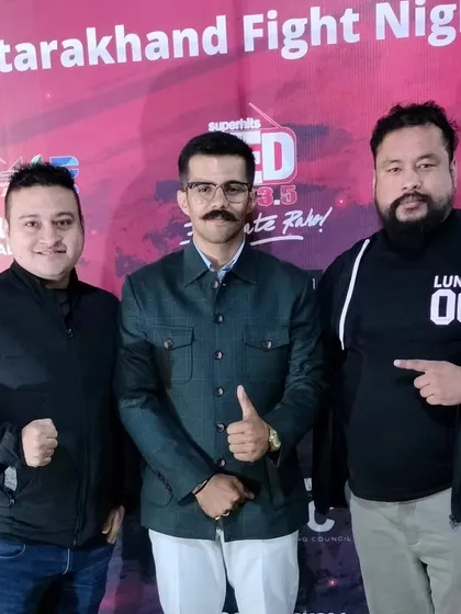 Receiving an award for my role as a matchmaker in the first-ever Uttarakhand Fight Night. My network helps create opportunities for fighters.