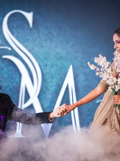 A dreamy first dance on a cloud of smoke. Suntej and Manjit's reception was a fairytale scene.