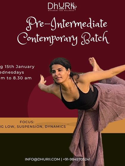 Rise and shine with our Pre-Intermediate Contemporary batch. These early morning sessions focus on techniques like Flying Low, suspension, and dynamics.