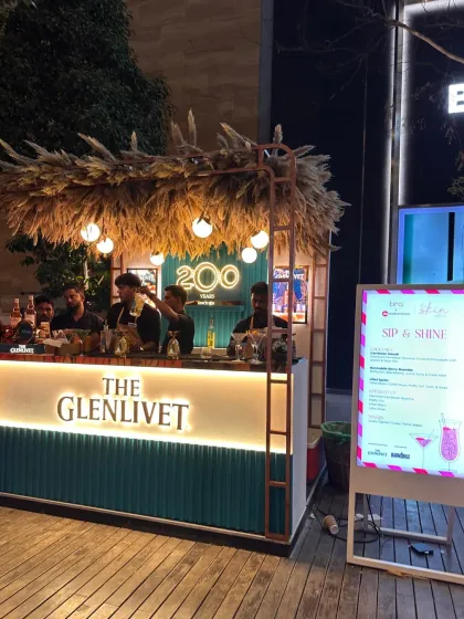 Here’s our full bar setup for a large scale brand event with The Glenlivet at Jio World Drive. We can create custom, branded mobile bars that look professional and handle a high volume of guests, making us a reliable partner for corporate events.