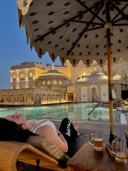 Lying back and soaking in the magnificent view. This is the kind of content that makes people want to book their own getaway.