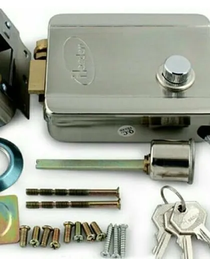 I also install electronic door locks that can be integrated with access control systems. This specific model is a sturdy and reliable choice for main doors in offices and residential buildings.