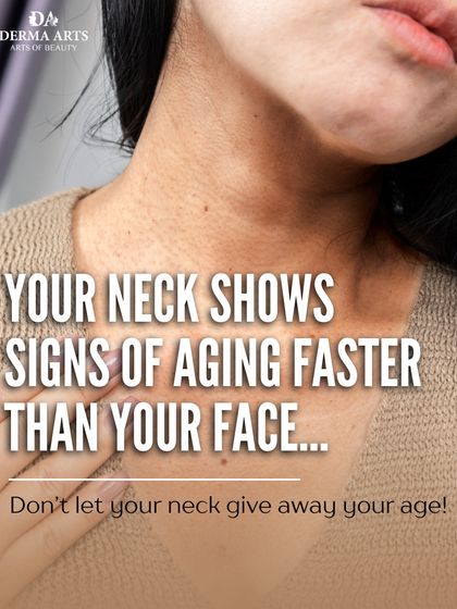 Don't let your neck give away your age. This visual emphasizes that the neck often shows aging faster than the face.