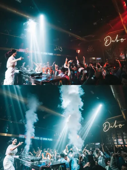 A snapshot of the energy I bring to my club shows. Here I am at Dabo in Nagpur, with CO2 cannons blasting and the crowd fully immersed in the music under the spotlights.