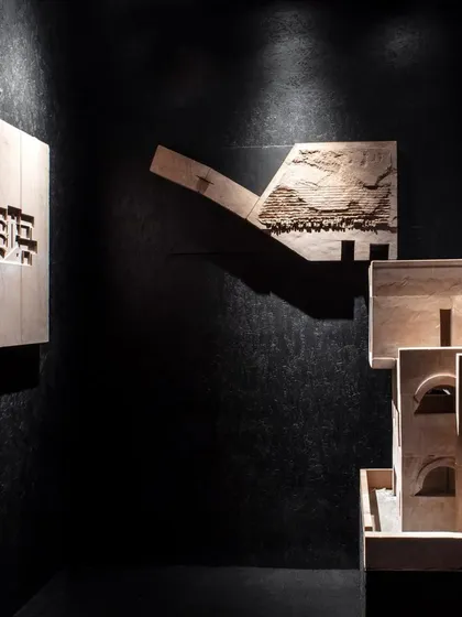 These architectural models for the House of Solid Stone were part of our 'Out of the Shadows' exhibition. They explore the confluence of traditional knowledge and contemporary structural design, which was the conceptual starting point for the project.