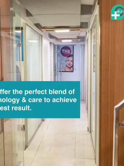 The clean and professional corridor of our clinic, leading to private treatment rooms where we blend technology and care for the best results.