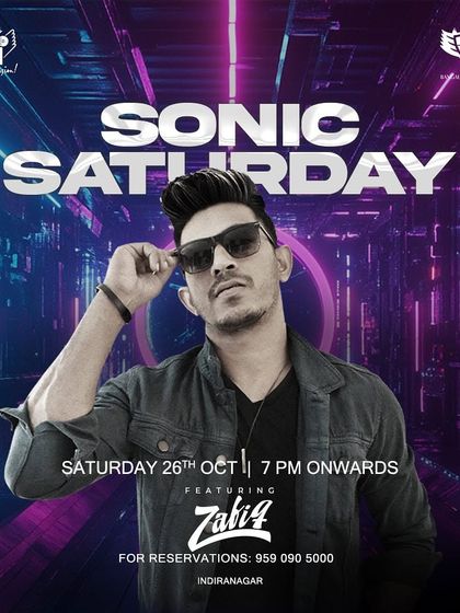 A "Sonic Saturday" at Big Pitcher, with futuristic visuals that hint at an EDM and techno heavy set.