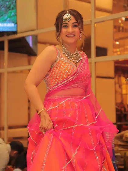 Another look at the wedding lehenga, showing its beautiful flow and movement. Comfort is queen, and I made sure I could move and dance easily throughout the celebration.