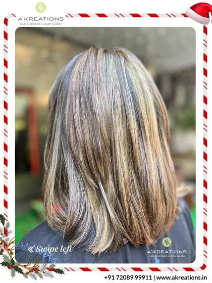 We specialize in blending grays with style. These soft brown and ash highlights create a sophisticated look that embraces natural color with a modern twist.