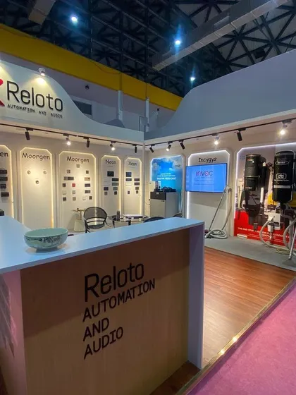 Our professional booth at the iDAC exhibition, where we presented our full suite of Reloto Automation and Audio solutions. We believe in offering a comprehensive experience, from central vacuums to complete home automation.