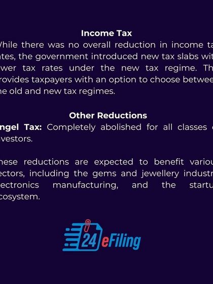 While income tax rates didn't see an overall reduction, the budget introduced new slabs under the new tax regime. A major highlight is the complete abolishment of Angel Tax for all investors, boosting the startup ecosystem.