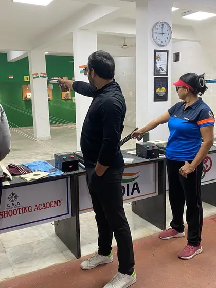 Shooters of different ages and experience levels training side by side at our academy. This creates a motivating environment where everyone learns from each other.